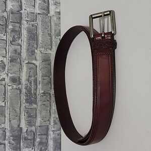 Coach Men's Vintage Brown Leather Belt Silver Tone Buckle 45" Length 5 H…
